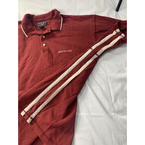 Abercrombie & Fitch Polo Men's Size Medium M Red White Short Sleeve Y2K Cotton - Picture 5 of 5